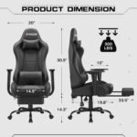 Homall Gaming Chairs, Computer Chair with Footrest and Massage Lumbar Support, Height Adjustable Game Chair with Headrest and Swivel Seat (Black) - Image 4