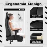 Homall Gaming Chairs, Computer Chair with Footrest and Massage Lumbar Support, Height Adjustable Game Chair with Headrest and Swivel Seat (Black) - Image 5