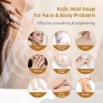 Kojic Acid Turmeric Soap Bar Dark Spots for Face & Body, Deep Cleansing, Gentle Soap Sensitive Skin Formula, All Skin Types 2Pack with Dish - Image 3