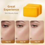 Kojic Acid Turmeric Soap Bar Dark Spots for Face & Body, Deep Cleansing, Gentle Soap Sensitive Skin Formula, All Skin Types 2Pack with Dish - Image 4