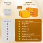 Kojic Acid Turmeric Soap Bar Dark Spots for Face & Body, Deep Cleansing, Gentle Soap Sensitive Skin Formula, All Skin Types 2Pack with Dish - Image 7