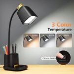LED Desk Lamp with USB Charging Port Touch Control 3 Color Modes, Stepless Dimming,Eye-Caring LED Table Lamp for Home,Office,Bedroom,Reading,Work,Study,Gooseneck Lamp, 5V, 2.4A - Image 3