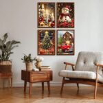 Reivworl 4 Pack Framed Paint by Numbers for Adults with Wooden Easel, Christmas Paint by Numbers Kit for Adults Beginner, Acrylic Painting by Number for Home Decor 8X12 Inch - Image 3