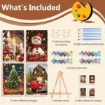Reivworl 4 Pack Framed Paint by Numbers for Adults with Wooden Easel, Christmas Paint by Numbers Kit for Adults Beginner, Acrylic Painting by Number for Home Decor 8X12 Inch - Image 4