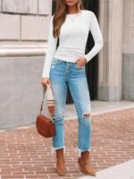 AUTOMET Long Sleeve Shirts Blouses Fall Fashion Ribbed Basic Tops Winter Clothes - Image 6