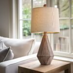 PoKat 20.25" Retro Farmhouse Table Lamp Set of 2 - Living Room & Bedroom Rustic Linen Bedside Nightstand Lamps for Kids, Study, Office - Resin, Suitable for Small Places - Image 4