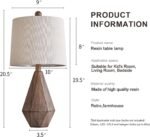 PoKat 20.25" Retro Farmhouse Table Lamp Set of 2 - Living Room & Bedroom Rustic Linen Bedside Nightstand Lamps for Kids, Study, Office - Resin, Suitable for Small Places - Image 8