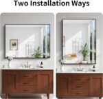 KOCUUY Bathroom Mirror Black, 48x36 inch Rectangle Wall Mirror with Metal Frame, Black Vanity Mirror Modern Home Decor for Bathroom, Living Room, Farmhouse, Entryway, Hang Horizontal/Vertical - Image 9