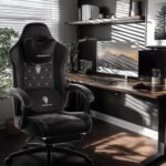 Dowinx Gaming Chair with Heated Massage Lumbar Support,Big and Tall Fabric Gaming Chairs for Adults with Footrest, Ergonomic Computer Game Chair with Poket Spring Cushions, 350lbs, Black - Image 3