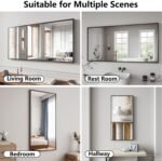 Koonmi Bathroom Mirror 24x48 Black Bathroom Wall-Mounted Mirrors, Modern Vanity Mirror for Bedroom, Living Room, Aluminum Alloy Frame Allow to Hang Horizontally or Vertically - Image 5