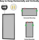 Koonmi Bathroom Mirror 24x48 Black Bathroom Wall-Mounted Mirrors, Modern Vanity Mirror for Bedroom, Living Room, Aluminum Alloy Frame Allow to Hang Horizontally or Vertically - Image 9