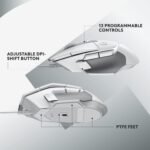 Logitech G502 X Wired Gaming Mouse - LIGHTFORCE hybrid optical-mechanical primary switches, HERO 25K gaming sensor, compatible with PC - macOS/Windows - White - Image 6