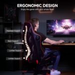 GTPLAYER Gaming Chair with Bluetooth Speakers, Adjustable Backrest and Height, 3D Armrests, Footrest, Ergonomic Computer Chair for Gamers (Brick Red) - Image 3