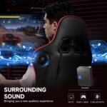GTPLAYER Gaming Chair with Bluetooth Speakers, Adjustable Backrest and Height, 3D Armrests, Footrest, Ergonomic Computer Chair for Gamers (Brick Red) - Image 5