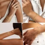 adoyi Gold Bracelets for Women, 14K Gold Plated Stackable Bracelet Stack Set Adjustable Charm Paperclip Chain Cuban Link Layered Waterproof Jewelry Sets Gifts for Womens 6.0/6.8/7.2" - Image 4