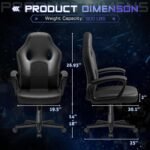 Office Gaming Chair High Back Leather Computer Chairs Ergonomic Height Adjustable Racing Game Desk Chair Executive Conference Task Chair (Black) - Image 4