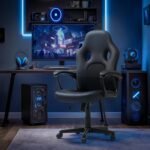 Office Gaming Chair High Back Leather Computer Chairs Ergonomic Height Adjustable Racing Game Desk Chair Executive Conference Task Chair (Black) - Image 8