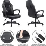 Office Gaming Chair High Back Leather Computer Chairs Ergonomic Height Adjustable Racing Game Desk Chair Executive Conference Task Chair (Black) - Image 9