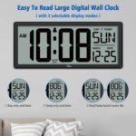 WallarGe 14.5'' Large Digital Wall Clock Battery Operated with Jumbo Numbers, Temperature and Date - Easy to Read and Set, Auto DST - Image 4