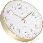 Wall Clock 12 Inch Non-Ticking Silent Modern Simple Style Round Decor Clock Gold Stereoscopic Dial Quartz Wall Clocks for Home/Office/School/Living Room/Bedroom/Kitchen - Image 3