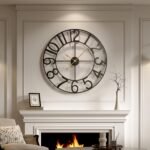 Cuspin Large Wall Clock for Living Room Decor, 30 Inch Decorative Wall Clocks Battery-Operated Silent Non Ticking Metal Modern Black Round Clock Arabic Numerals - Image 3