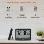 WallarGe Atomic Digital Wall Clock Battery Operated, Self-Setting, Large Display with Temperature, Date, Day of The Week, Silent Wall Mount Digital Clock, 4 Time Zones, DST - Image 6