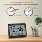 WallarGe Atomic Digital Wall Clock Battery Operated, Self-Setting, Large Display with Temperature, Date, Day of The Week, Silent Wall Mount Digital Clock, 4 Time Zones, DST - Image 7