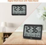 WallarGe Atomic Digital Wall Clock Battery Operated, Self-Setting, Large Display with Temperature, Date, Day of The Week, Silent Wall Mount Digital Clock, 4 Time Zones, DST - Image 8