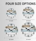 Wall Clock Battery Operated 8 Inch Silent Non Ticking Coastal Design Country Rustic Retro Decorative for Bathroom Kitchen Living Room Bedroom - Image 3