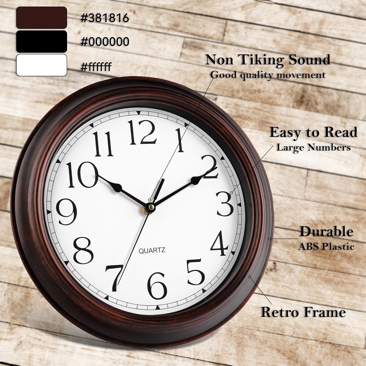 Wall Clocks Battery Operated Silent Non-Ticking Wall Clock 8.5 Inch Small Vintage Retro Rustic Style Decorative for Kitchen Living Room Home Office (Bronze) - Image 7