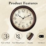 Wall Clock Battery Operated Vintage Silent Non-Ticking Analog Wall Clocks 8.5 Inch Small Retro Clock Decorative for Kitchen Bathroom Bedroom Home Office (Bronze) - Image 5