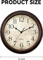 Wall Clock Battery Operated Vintage Silent Non-Ticking Analog Wall Clocks 8.5 Inch Small Retro Clock Decorative for Kitchen Bathroom Bedroom Home Office (Bronze) - Image 6