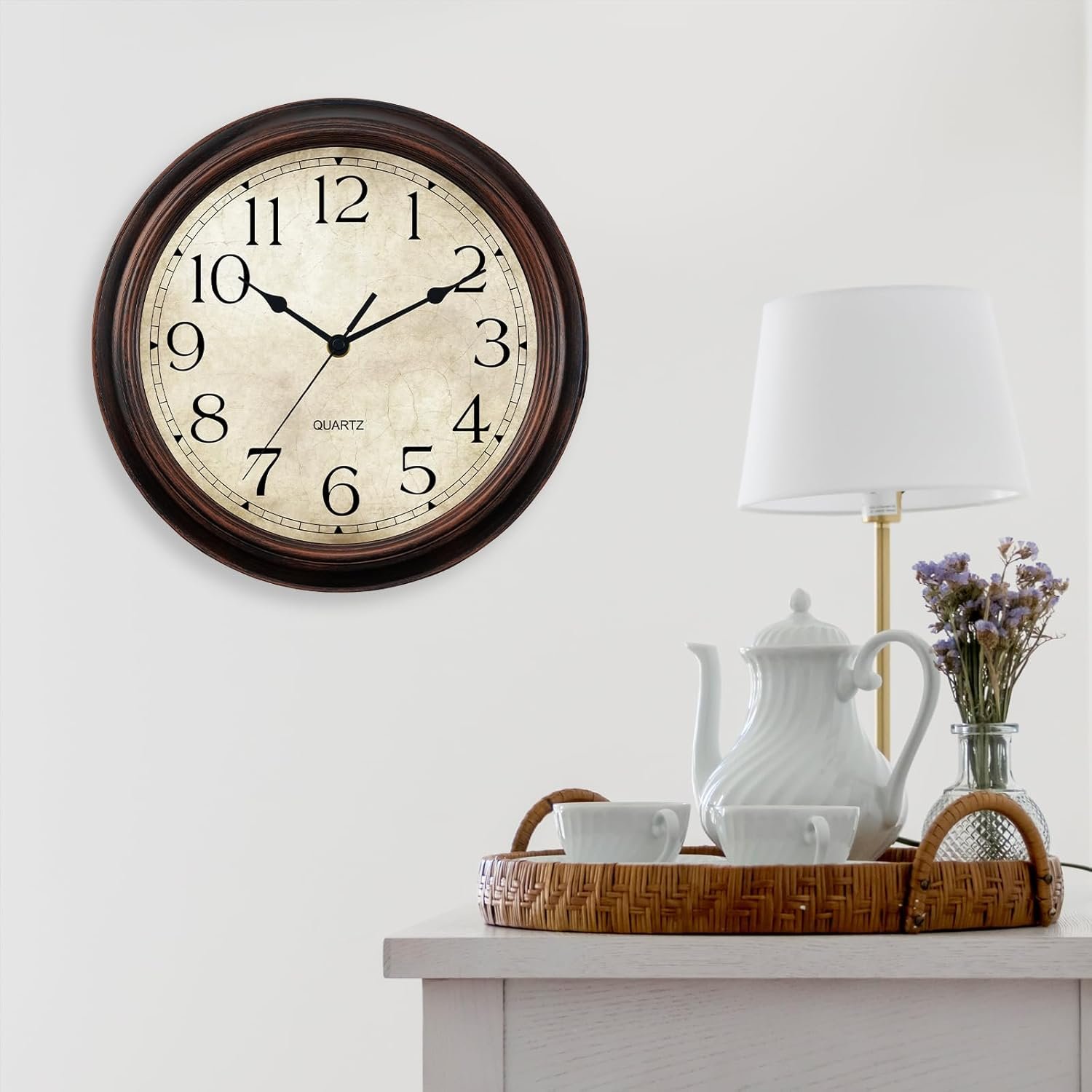 Wall Clock Battery Operated Vintage Silent Non-Ticking Analog Wall Clocks 8.5 Inch Small Retro Clock Decorative for Kitchen Bathroom Bedroom Home Office (Bronze) - Image 9