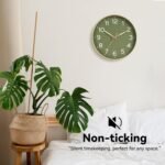 Wall Clock Green, Silent Wall Clocks Battery Operated 8 Inch-Modern Non Ticking Analog Clock Decorative for Kitchen Office Bathroom Bedroom(Gold) - Image 6