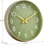 Wall Clock Green, Silent Wall Clocks Battery Operated 8 Inch-Modern Non Ticking Analog Clock Decorative for Kitchen Office Bathroom Bedroom(Gold) - Image 9