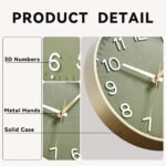 Wall Clock Green, Silent Wall Clocks Battery Operated 8 Inch-Modern Non Ticking Analog Clock Decorative for Kitchen Office Bathroom Bedroom(Gold) - Image 10