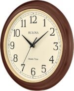Bulova Atomic Time 2 Analog Wall Clock C5004 | 12.4" Wooden Frame, Sets Time Automatically | Quartz Movement | Battery Operated | Classic Design - Image 3