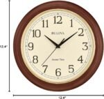 Bulova Atomic Time 2 Analog Wall Clock C5004 | 12.4" Wooden Frame, Sets Time Automatically | Quartz Movement | Battery Operated | Classic Design - Image 8