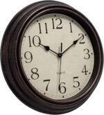 Foxtop Retro Silent Non-Ticking Round Classic Clock Quartz Decorative Battery Operated Wall Clock for Living Room Kitchen Home Office 12 Inch (Bronze) - Image 6