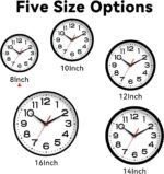 Wall Clock Silent Non-Ticking Modern Clock Battery Operated 8 Inch Small Classic Analog Decorative for Kitchen, Living Room, Office, Bedroom, Bathroom (Black) - Image 7