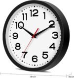 Wall Clock Silent Non-Ticking Modern Clock Battery Operated 8 Inch Small Classic Analog Decorative for Kitchen, Living Room, Office, Bedroom, Bathroom (Black) - Image 10