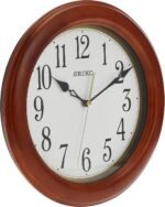 SEIKO 12 Inch Round Wood Classic Wall Clock, White,Brown - Image 4