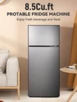 8.5 cu.ft Dual-Door Apartment Refrigerator with Freezer and Adjustable Thermostat - Slide-Out Glass Shelves for Dorms, Offices, RVs, and Homes - Image 3