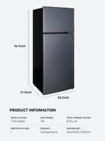 8.5 cu.ft Dual-Door Apartment Refrigerator with Freezer and Adjustable Thermostat - Slide-Out Glass Shelves for Dorms, Offices, RVs, and Homes - Image 6