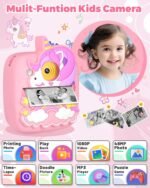 Kids Camera Instant Print, Christmas Birthday Gifts for Girls Age 3-8, 48MP &1080P Children Camera with Photo Paper, Portable Toy Instant Camera for Kids 3 4 5 6 7 8 9 10 Year Old Girls - Image 3