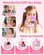 Kids Camera Instant Print, Christmas Birthday Gifts for Girls Age 3-8, 48MP &1080P Children Camera with Photo Paper, Portable Toy Instant Camera for Kids 3 4 5 6 7 8 9 10 Year Old Girls - Image 6