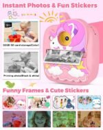 Kids Camera Instant Print, Christmas Birthday Gifts for Girls Age 3-8, 48MP &1080P Children Camera with Photo Paper, Portable Toy Instant Camera for Kids 3 4 5 6 7 8 9 10 Year Old Girls - Image 7