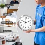 HITO 10 Inch Silent Wall Clock Battery Operated Non Ticking Glass Cover Silver Aluminum Frame, for Kitchen, Bedroom, Home Office, Living Room Decor - Image 6