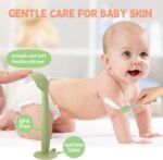 Baby Diaper Cream Spatula 3 Pack Diaper Spatulas Soft Silicone Diaper Cream Applicator Baby Butt Paste Spatula Brush with Suction Base,Full Size(Gray+Off-white+Green - Image 3