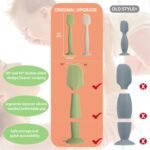 Baby Diaper Cream Spatula 3 Pack Diaper Spatulas Soft Silicone Diaper Cream Applicator Baby Butt Paste Spatula Brush with Suction Base,Full Size(Gray+Off-white+Green - Image 7